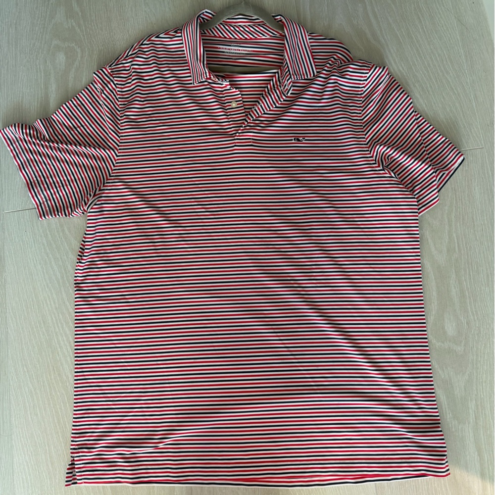 Vineyard Vines Red and White Striped Polo